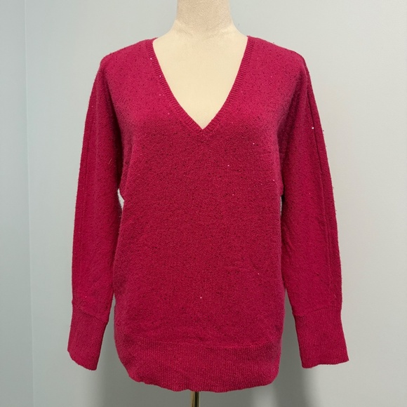 I.N.C. International Concepts Women's Sequin-Shine V-Neck Sweater Size L - Picture 2 of 8